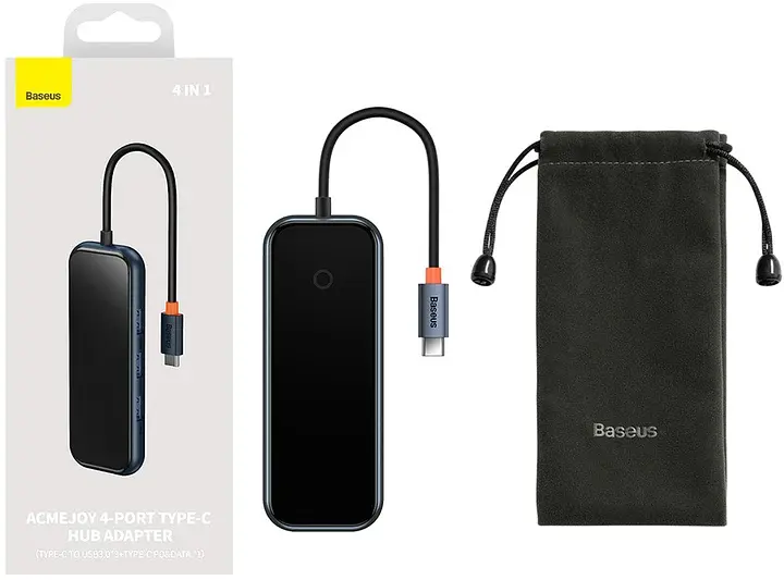 USB-хаб Baseus AcmeJoy 4-Port Type-C HUB Adapter (Type-C to USB3.0*3+Type-C PD&Data *1) WKJZ010013 Dark Grey - фото 8