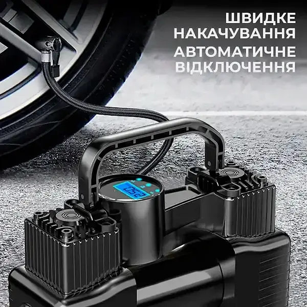 Портативний автомобільний компресор з дисплеєм та живленням від прикурювача Air pump XL-1025 12 V - фото 5