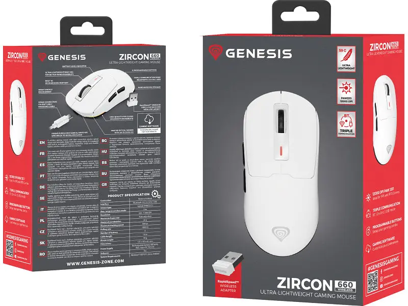 Миша Genesis Zircon 660 Wireless White (NMG-2192) - фото 2