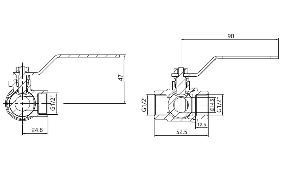 Кран кульовий Thermo Alliance Standart 1/2" ВВВ прямий, триходовий, PN40, важіль SD310W15 - фото 3