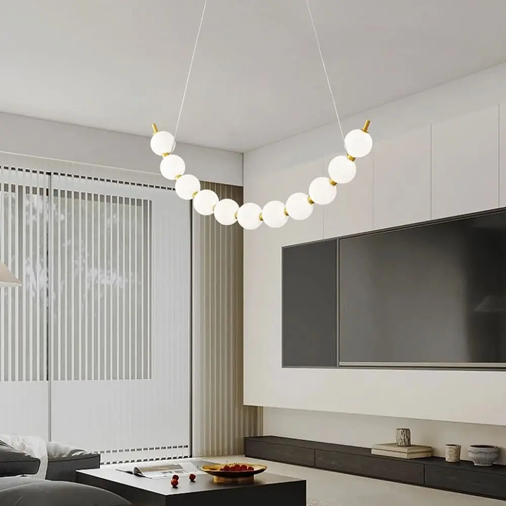 Светодиодная дуговая люстра PEARLIES на 11 белых шариков длиной 95 см | Line F | Ст. SG45-950 AB - фото 3