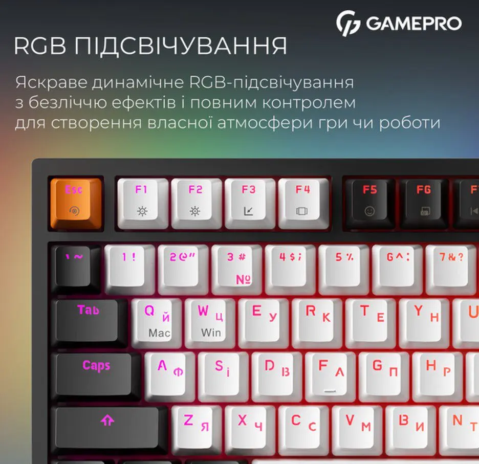 Клавіатура ігрова механічна GamePro MK-160-B MAX USB Hot-Swap Outemu Magnetic Switch Black-White - фото 15
