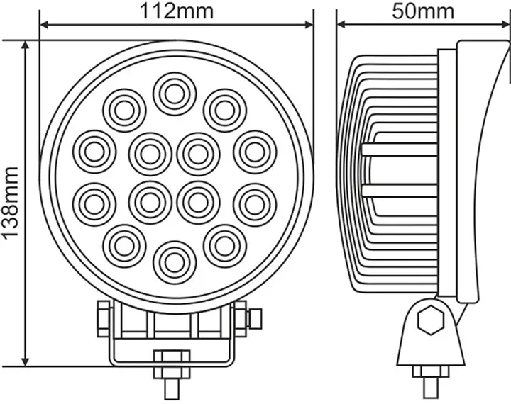 LED фара Brevia Flood Ближнє світло 10-30V 42W (14x3W) 2800Lm Алюмінієвий корпус IP68 (10651RFX1) - фото 2