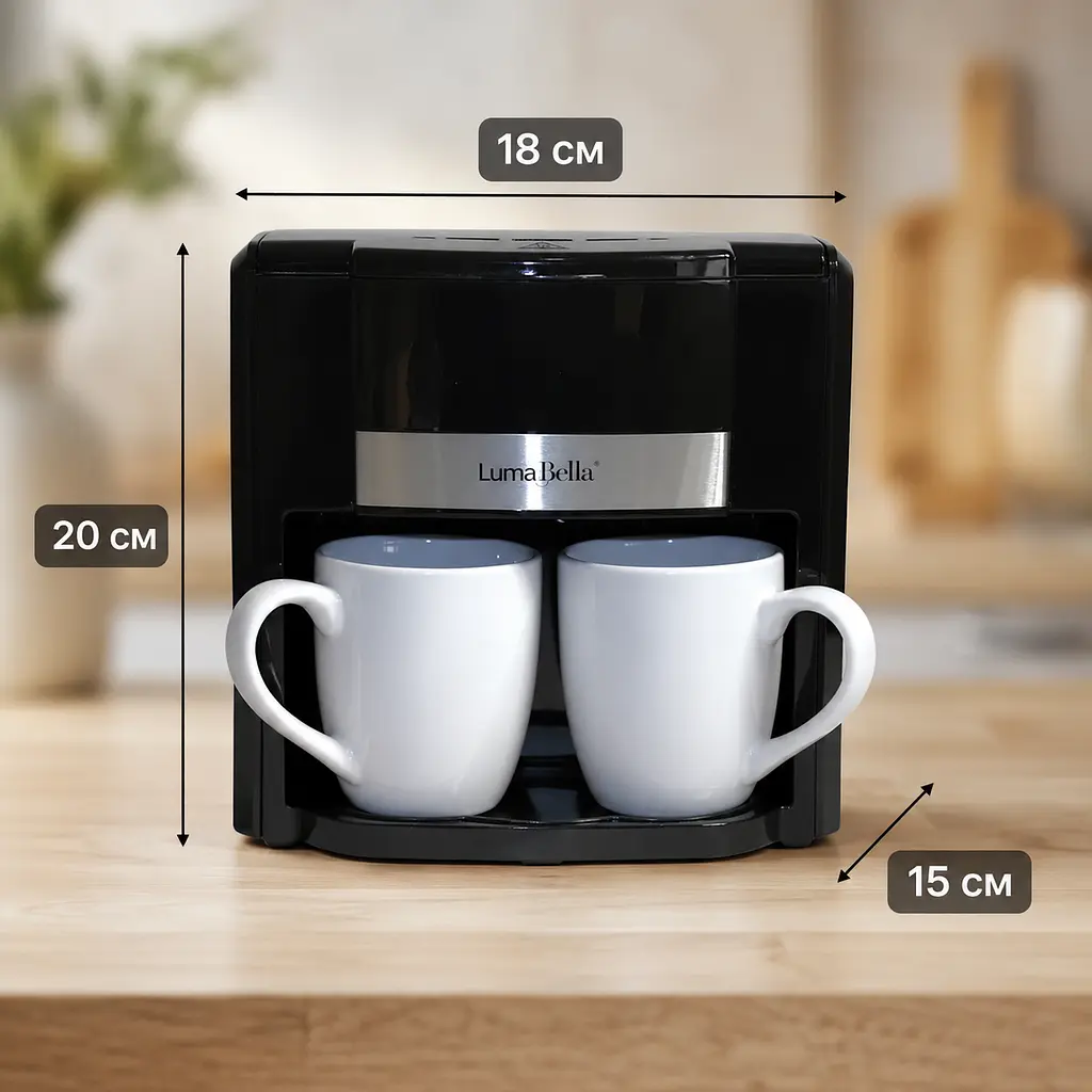 Кавомашина з двома чашками Coffee Machine AND 5269 Чорна / Крапельна кавомашина / Кавоварка електрична 500W - фото 4