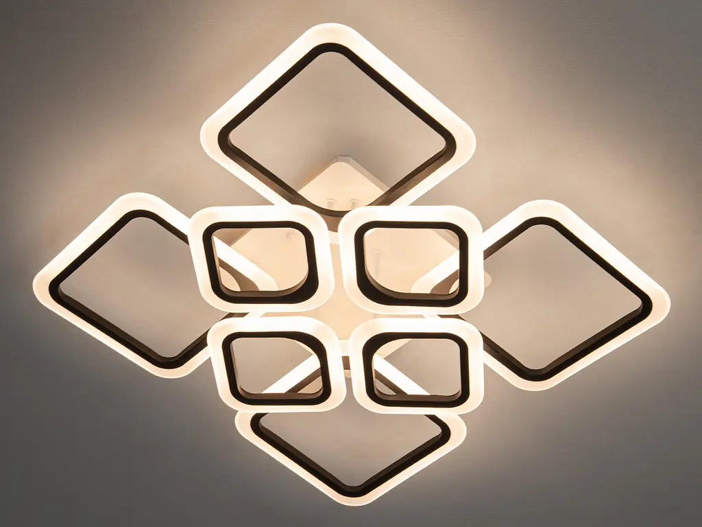 Люстра стельова LED Diasha HA8060/4+4BK 105W, 5775 лм, чорна, сучасний стиль, діаметр 60 см, з пультом та димером - фото 3