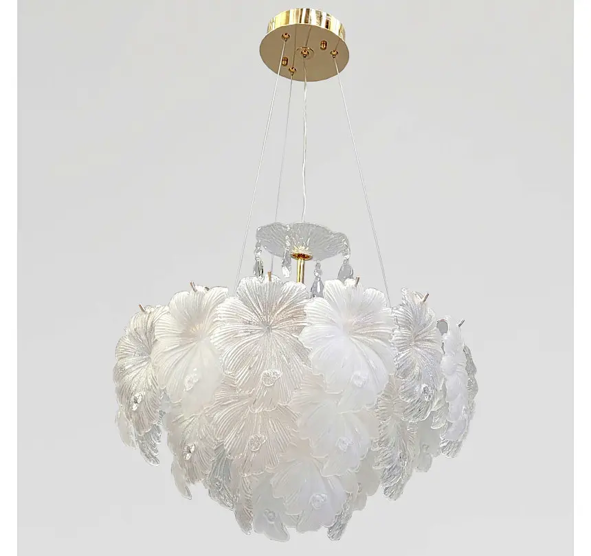 Золота підвісна LED-люстра Artlight 813/500GD з матовим скляним листям, 93 Вт, від 10-18 м² - фото 5