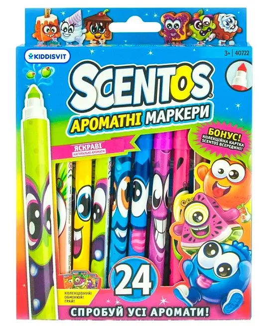 Набір маркерів Scentos Тонка лінія ароматні 24 кольори (40722) - фото 1