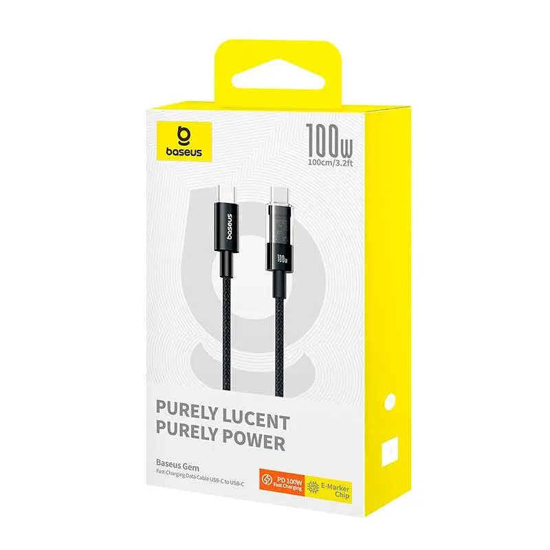 Кабель Baseus Gem Fast-Charging Data Cable USB-C to USB-C 100W 1 м - фото 2