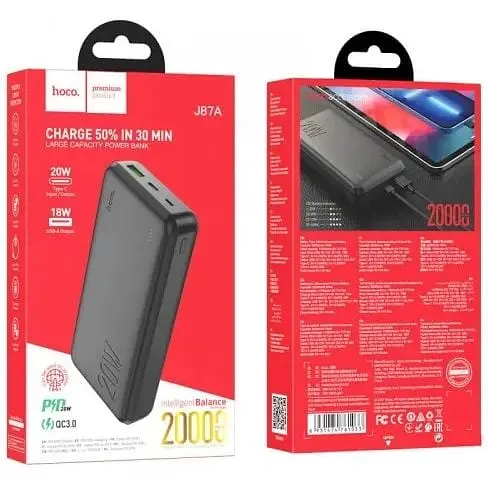 Зовнішній акумулятор Hoco J87A Tacker power bank 20000mAh чорний 6931474761033 - фото 10