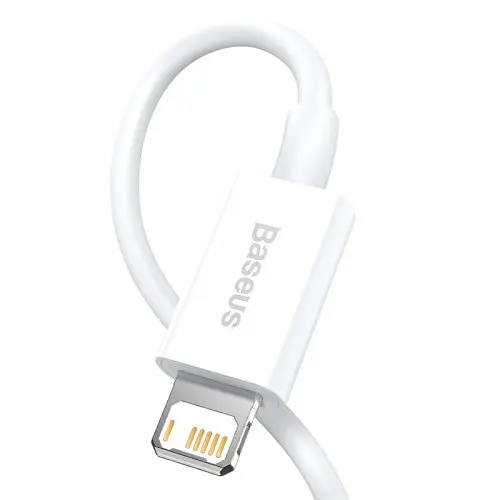 USB кабель Baseus Superior Series Fast Charging Data Cable USB to iP 2.4A 0.25m білий CALYS-02 - фото 4