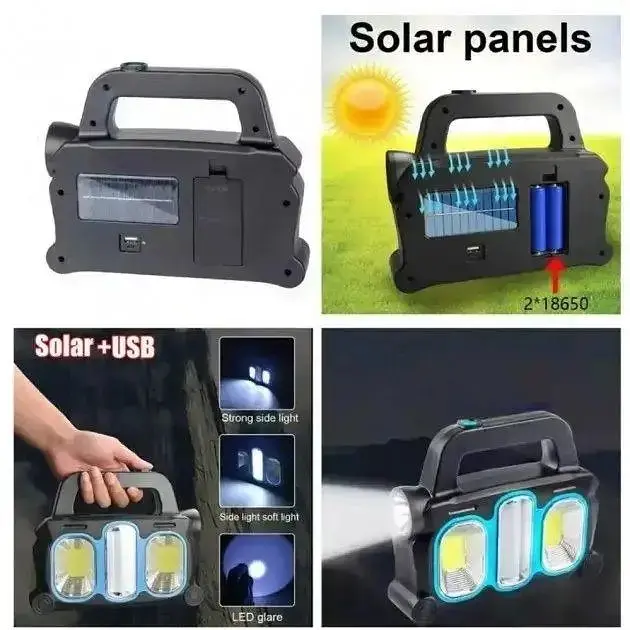 Ліхтар акумуляторний Solar Hurry-bolt HB-6169 кемпінговий переносний 3 режими сонячна батарея чорно-блакитний - фото 5