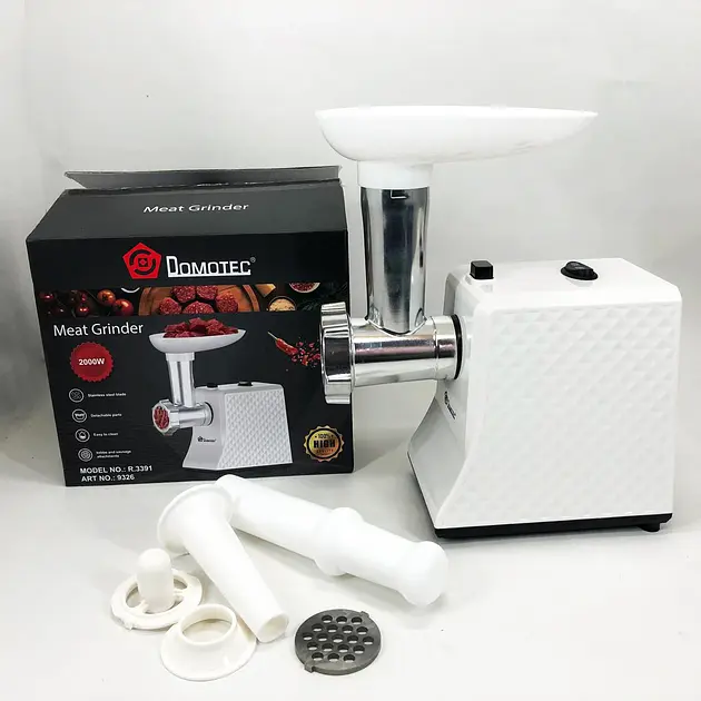 М'ясорубка електрична domotec r3391 2000 Вт, компактна м'ясорубка для дому, м'ясорубка 3 в 1 - фото 2