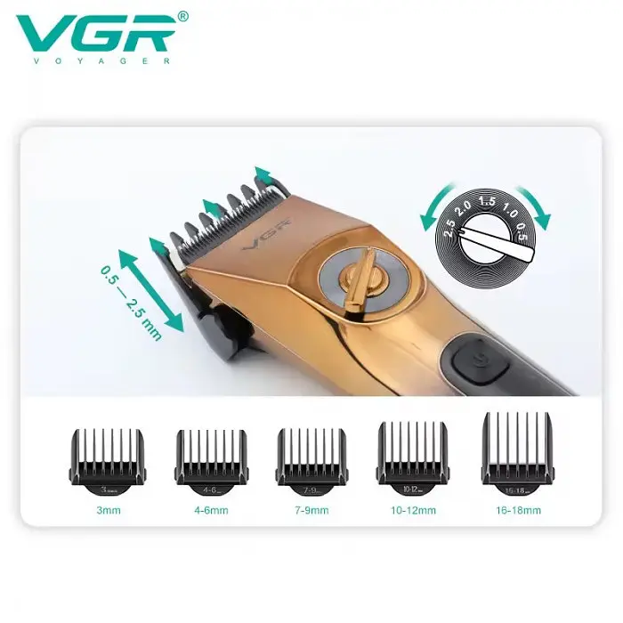 Машинка для стриження VGR V-663 Акумуляторна з дисплеєм і регулюванням довжини 0.5-19 мм - фото 8