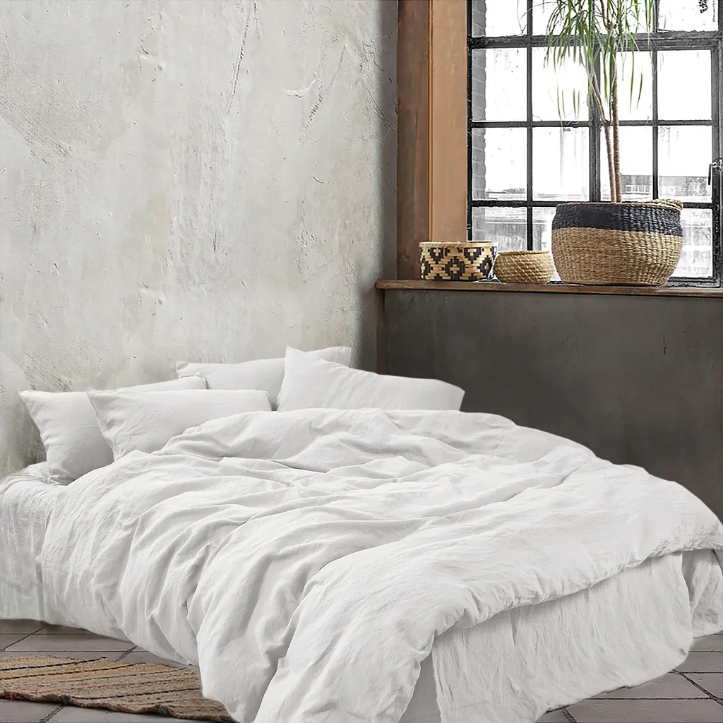 Постельное белье со льна Lotus Home - Karlin white белый евро - фото 2