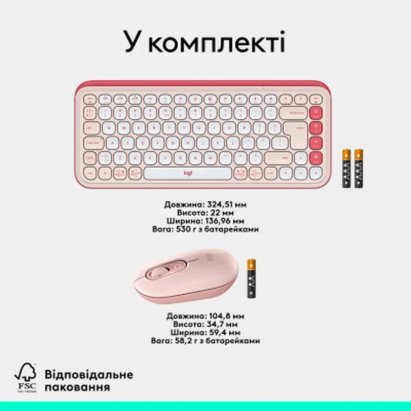 Комплект Logitech POP Icon Combo Bluetooth UA Rose (920-013142) - фото 9