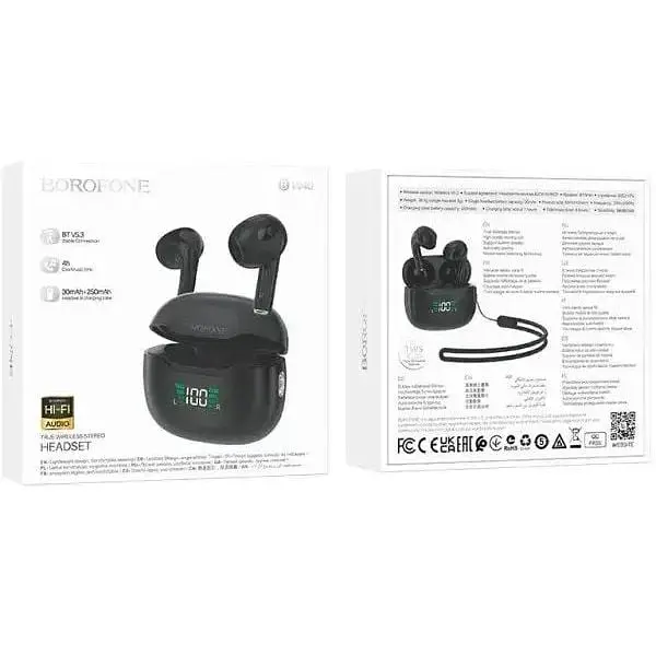 Бездротові навушники Borofone Gratified true wireless BT headset BW40 black  - фото 4