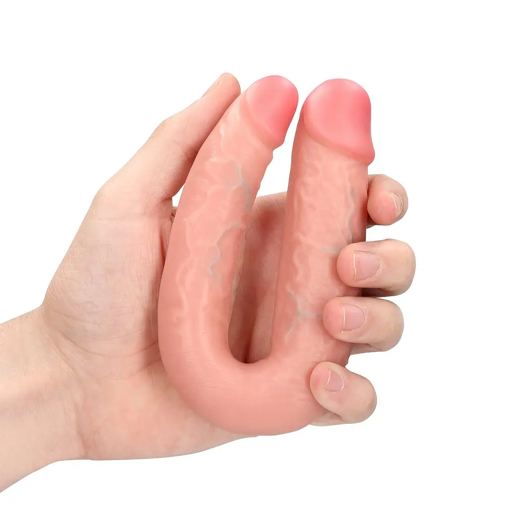 Двосторонній фалоімітатор RealRock Double Dildo 5”, 12.7 см (тілесний) - фото 6