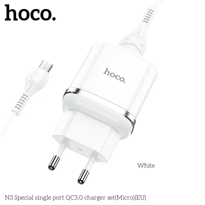 Адаптер мережевий HOCO Special FCP N3 1USB 18 W з Micro USB-кабелем білий - фото 2