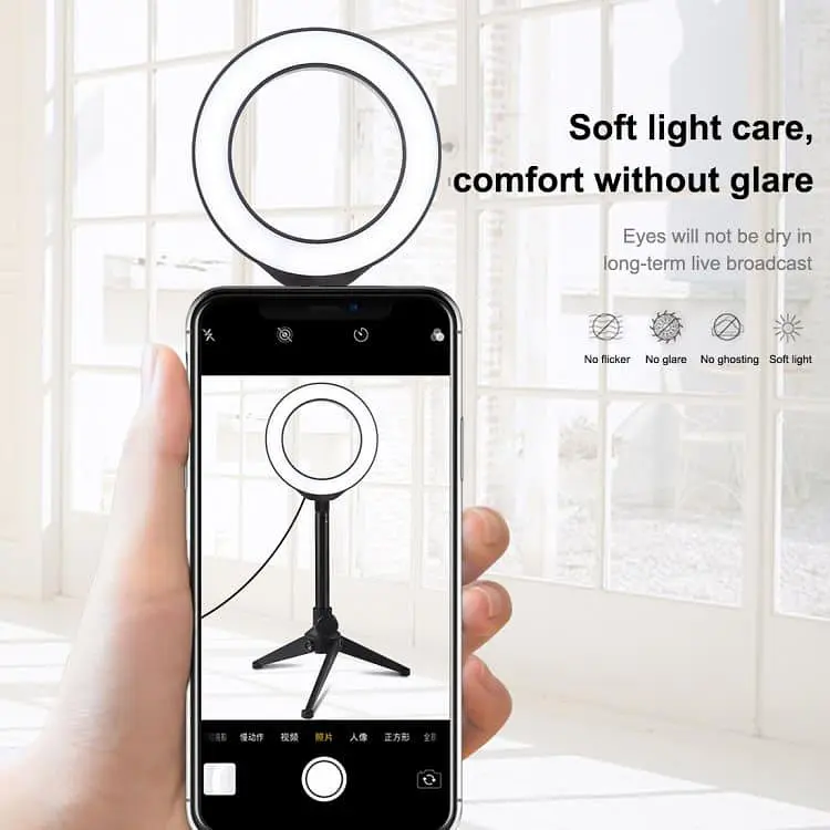 Кільцева USB LED лампа Puluz PKT3084B 4.7" + настільний штатив - фото 8