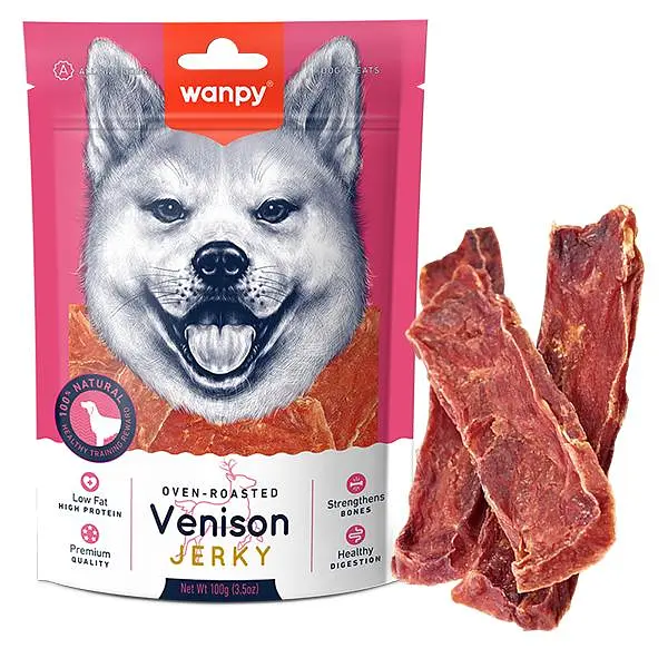 Wanpy Venison Jerky ВАНПІ В’ЯЛЕНА ОЛЕНИНА З КАЧКОЮ СЛАЙСИ лакомство для собак, 100 г