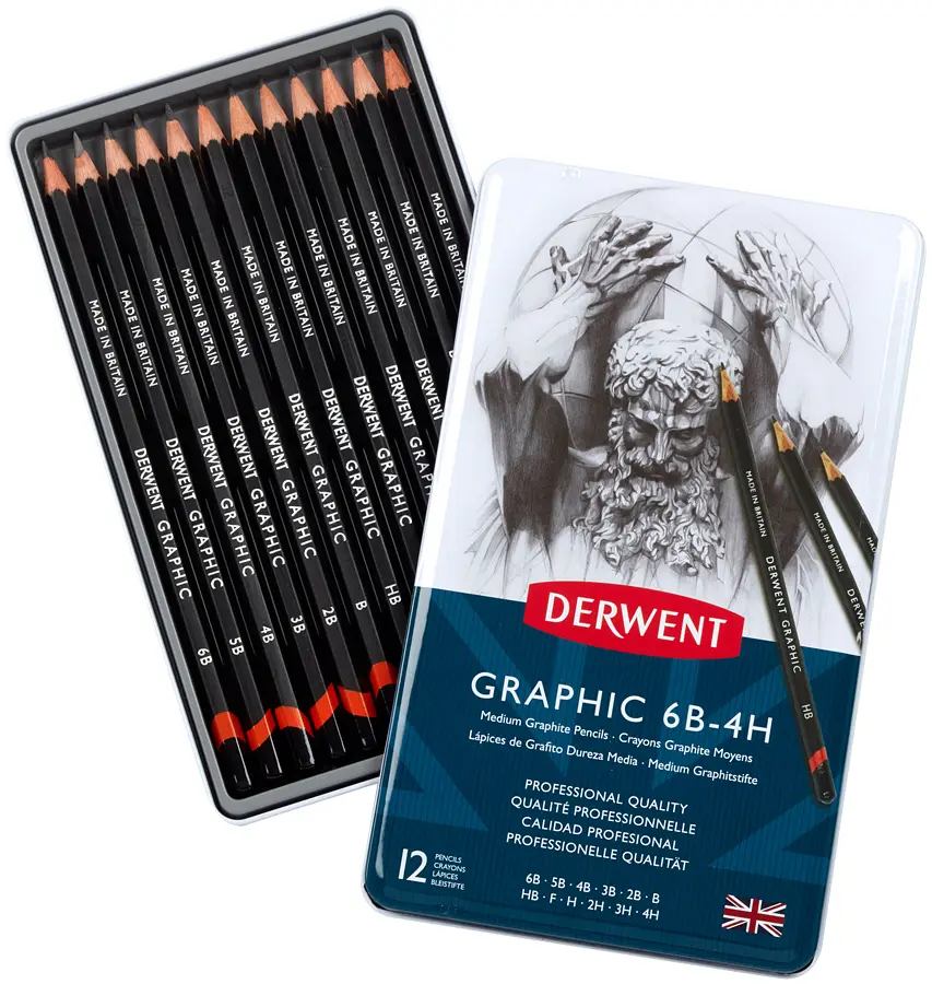 Графітні олівці Graphic Hard 12 шт. Derwent (5010255716590)