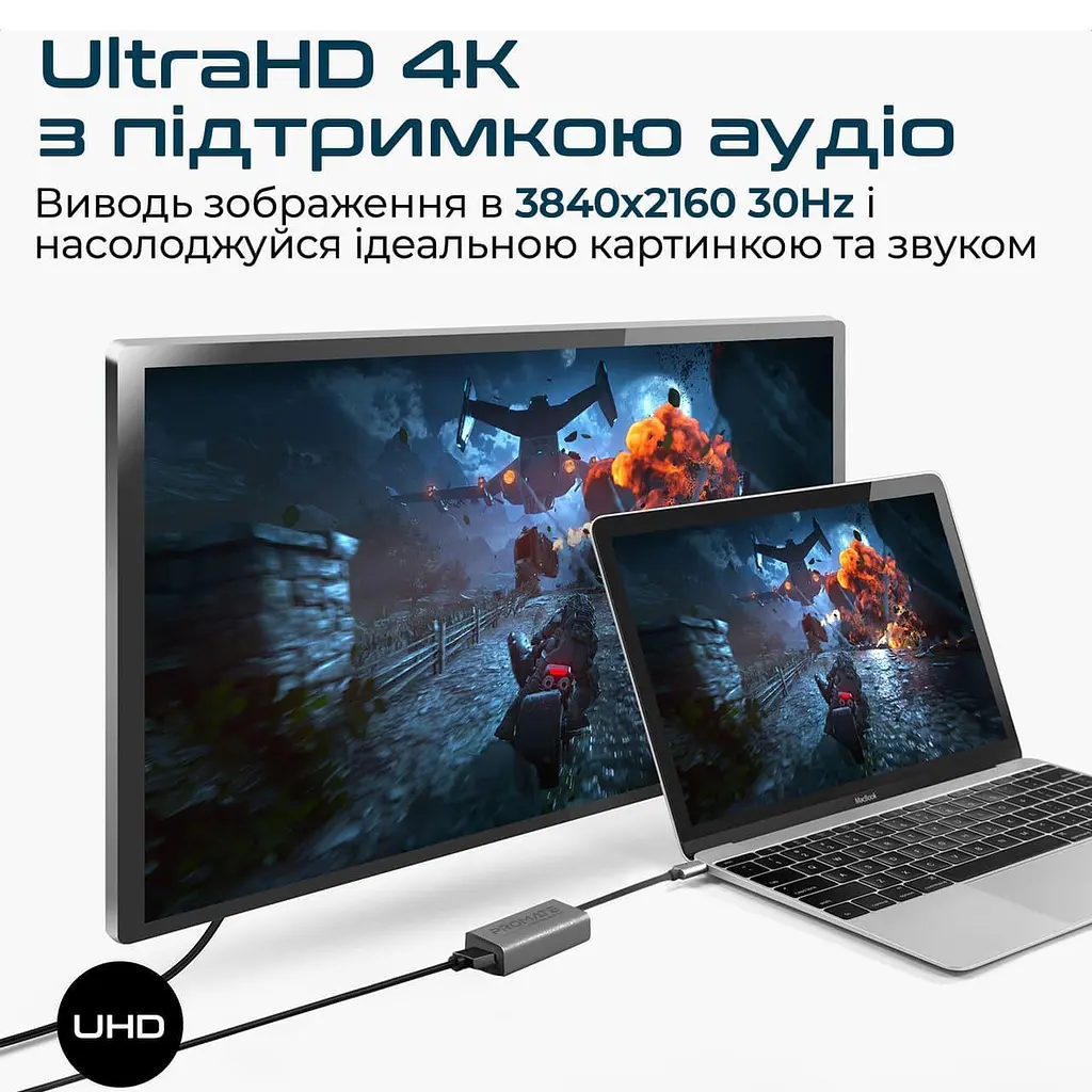 Перехідник Promate HDMI-USB Type-C medialink-h1.grey (medialink-h1.grey) - фото 5