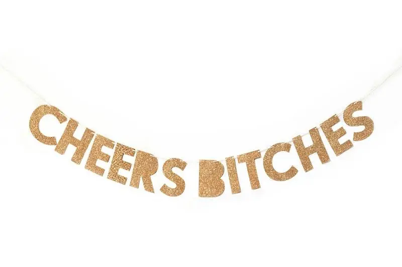 Гірлянда для прикрашання свят паперова "Cheers Bitches" рожеве золото з глітером