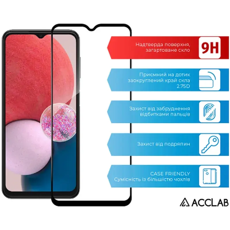 Скло захисне ACCLAB Full Glue Samsung A13 4G Black (1283126524219) - фото 3