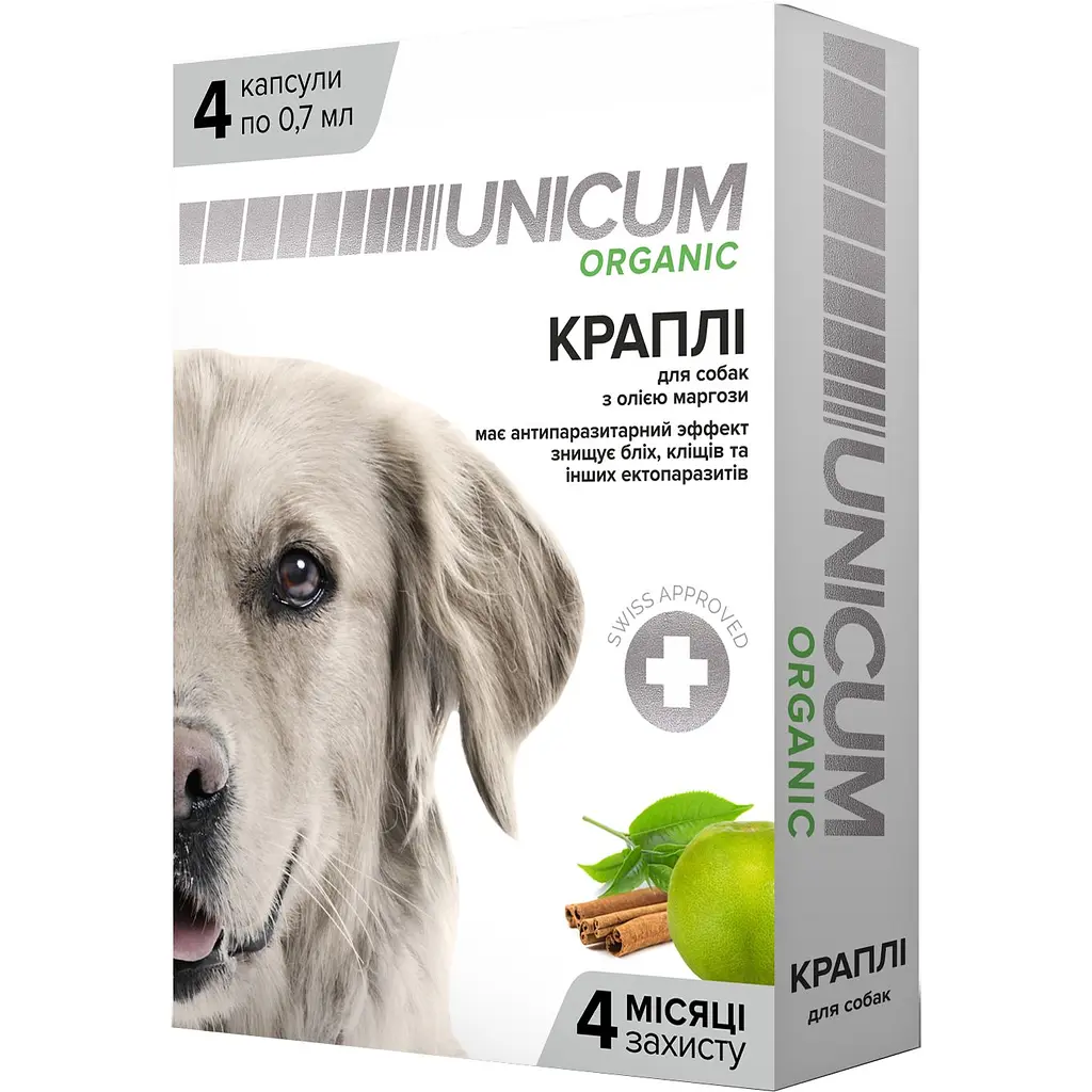 Краплі від бліх та кліщів для собак Unicum Organic на натуральній основі 4 шт. (UN-026) - фото 3