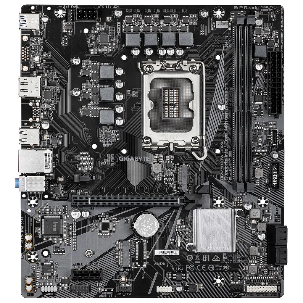 Материнская плата H610M D3W DDR4 s1700 H610 2xDDR4 HDMI DP mATX Gigabyte teh0019008 - фото 2
