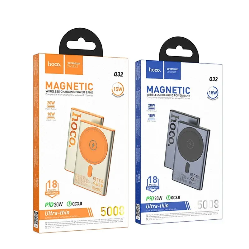 Зовнішній акумулятор HOCO Q32 Bird PD20W wireless magnetic power bank(5000mAh) сірий - фото 2