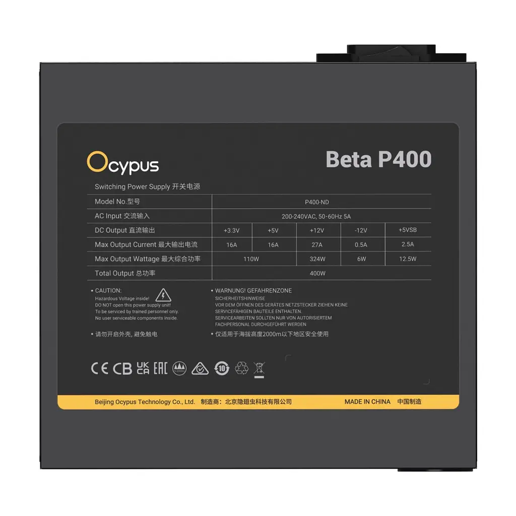 Блок живлення OCYPUS 400W BETA P400 (BETA-P400-N1HDBK024X-EU) - фото 5