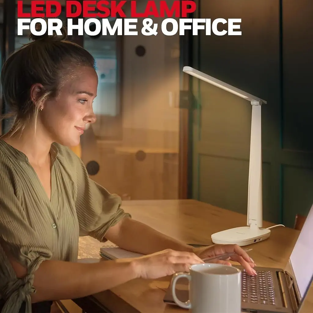 Світлодіодна настільна лампа Honeywell - HWT-H2 SunturaluxTM Дбайливий про обличчя Складаний настільний світильник з USB A+C - фото 5