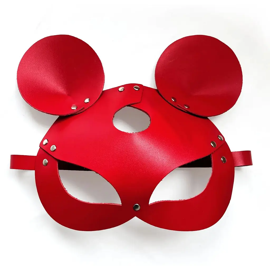 Шкіряна маска зайчика Art of Sex - Mouse Mask, колір Червоний - фото 3