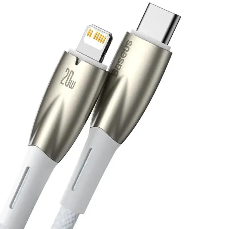 Дата кабель Baseus Glimmer Series Fast Charging Data Cable Type-C to Lightning 20W 1m (CADH000001) White - фото 2