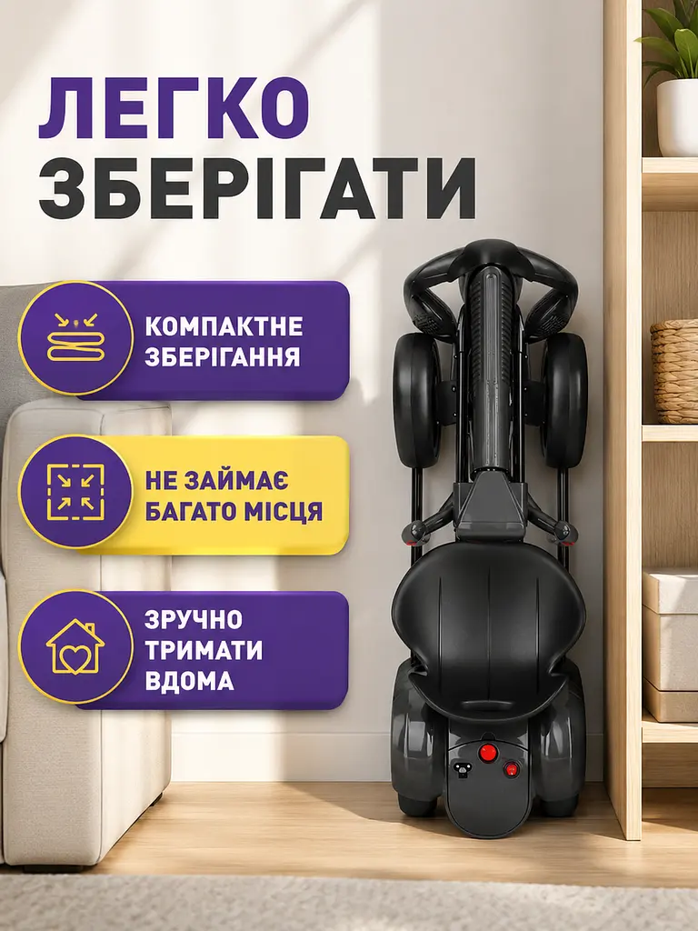 Дитячий електрокарт 390 Вт із пультом Bluetooth і музикою чорний (49676096) - фото 2