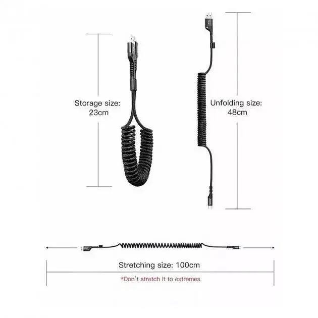 Кабель Baseus Fish eye Spring USB для Type-C 2A 1m Black (CATSR-01) - фото 7