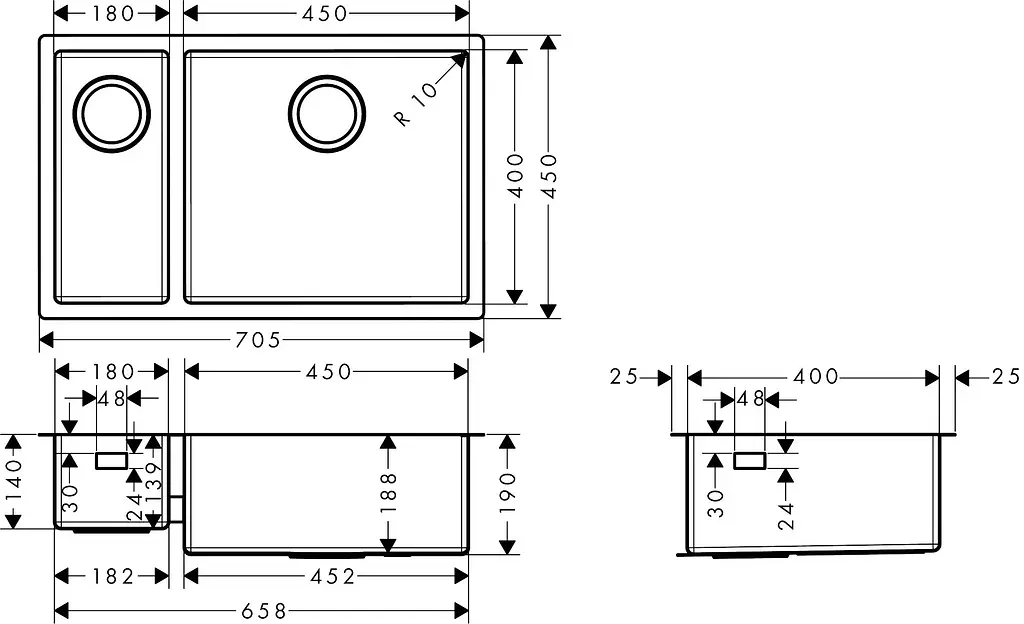 Кухонна мийка Hansgrohe S71 S719-U655 сталь stainless steel 43429800 - фото 2