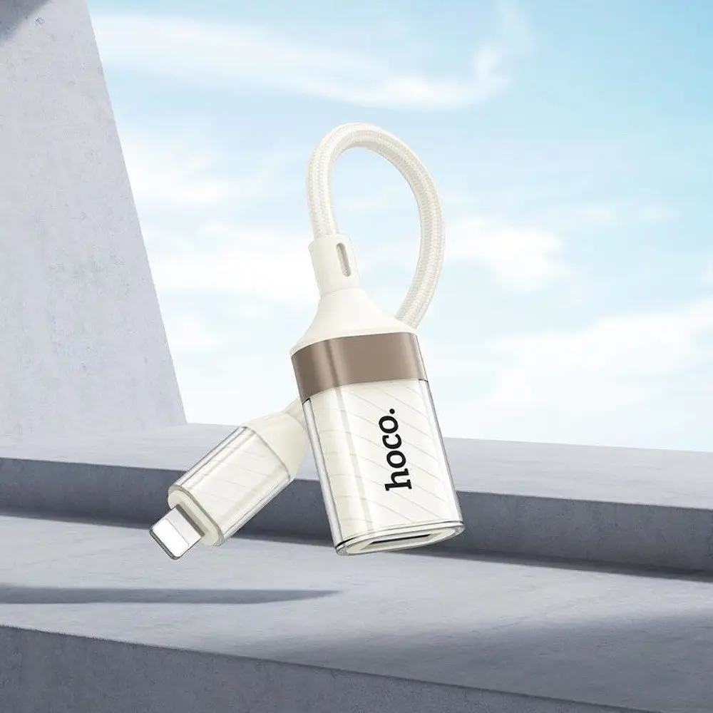 Адаптер переходник Hoco UA39 Lightning to USB 2.0 apricot - фото 7