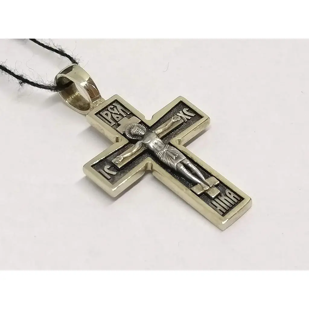 Золотий хрестик Харківська ювелірна фабрика. Розп'яття Христа. 11503-ЧБЕЛ - фото 2