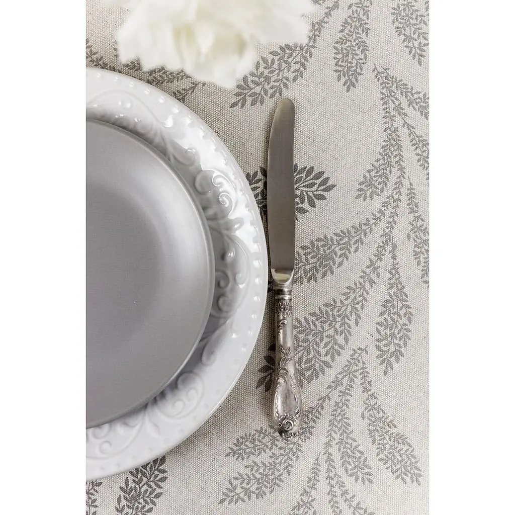 Скатертина Прованс Simfoni Сіре листя 180x136 см бежева (33559) - фото 5