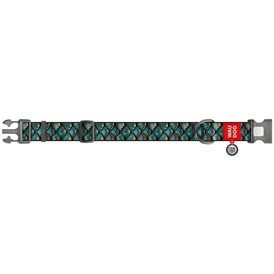 Нашийник для собак нейлоновий WAUDOG Nylon з QR адресником Луска XL 2.5х37-58 см  - фото 2