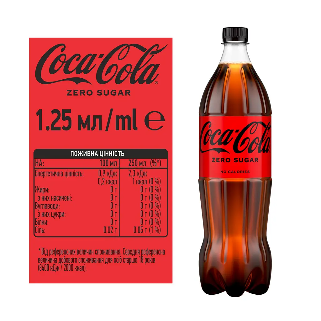 Напій Coca-Cola Zero безалкогольний 1.25 л - фото 2