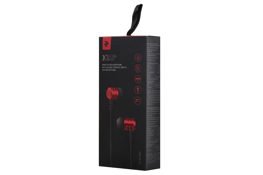 Наушники 2E X1 Extra Bass Mic Red (2E-IEX1RD) - фото 3