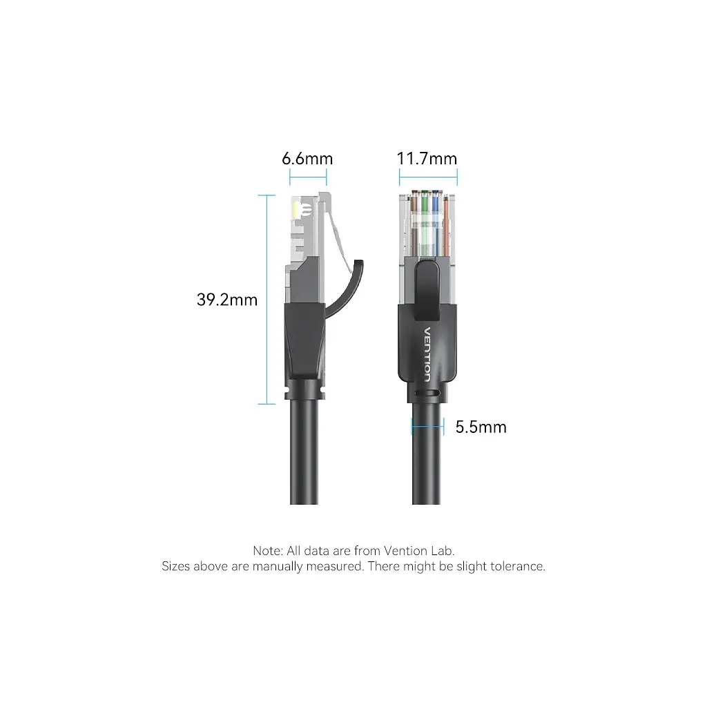 Патч-корд 10м, UTP cat 6 RJ-45 black Vention (IBEBL) - фото 10