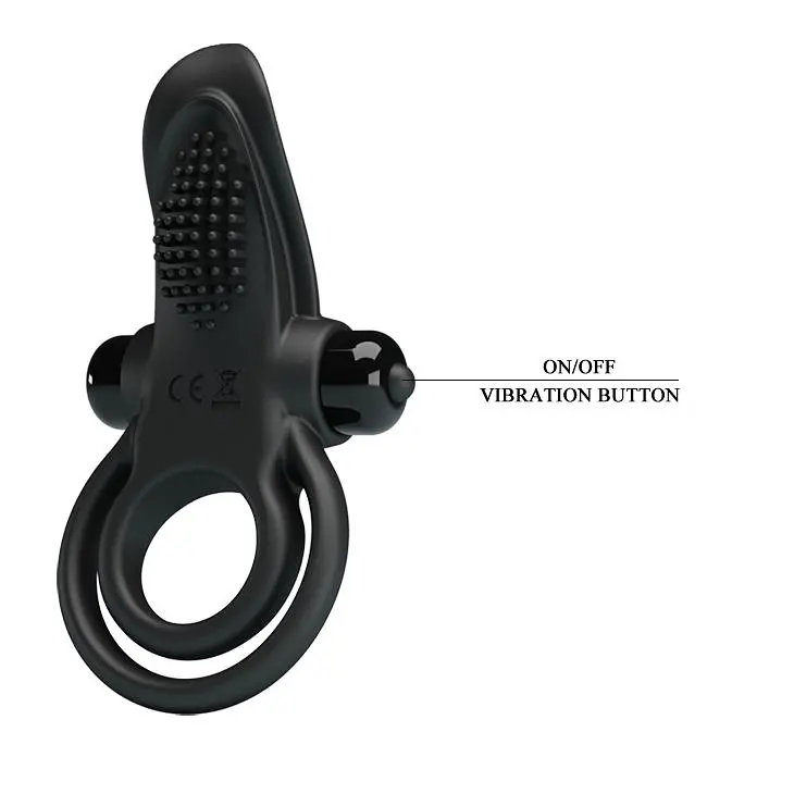 Ерекційне кільце Pretty Love Vibro Penis Ring Black, 11.3х5.6 см (чорний) - фото 4