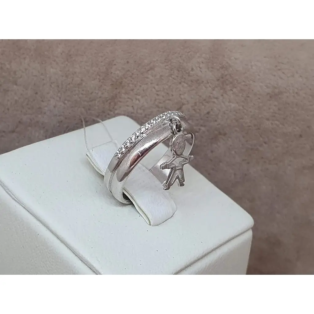 Срібне кільце Qvaliz Хлопчик з фіанітами. 901-01087 16,5 - фото 4