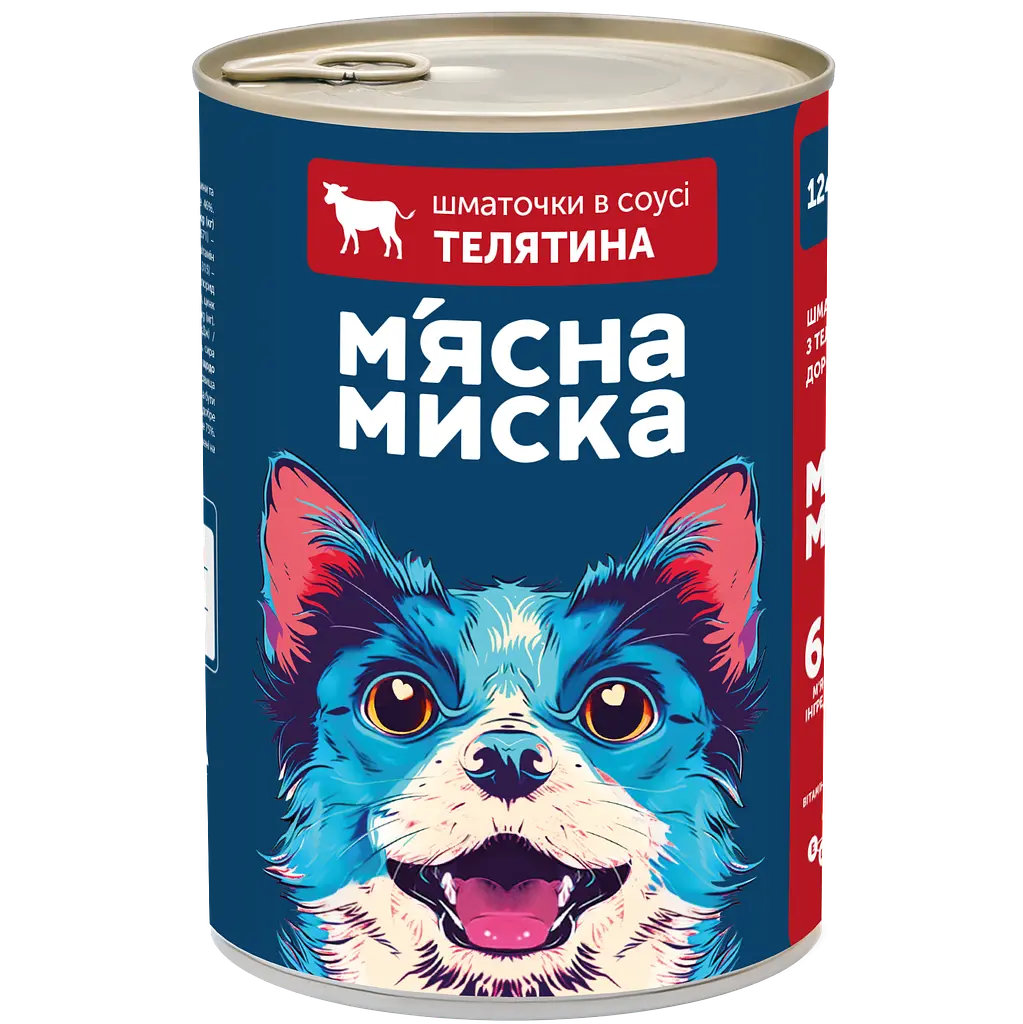 Набір вологого корму для дорослих собак М'ясна Миска шматочки в соусі з телятиною 6 шт x 1.24 кг - фото 2