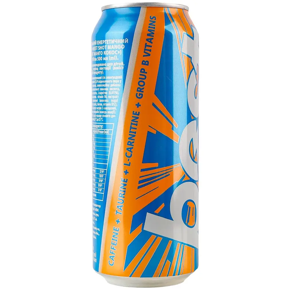 Напій енергетичний Best Shot Mango Coconut безалкогольний  з/б 0.5 л - фото 2