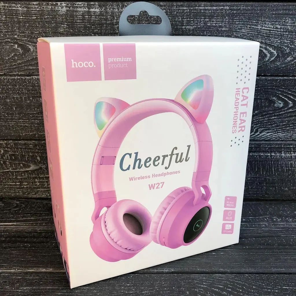 Наушники Hoco W27 Cat EAR Wireless headphones чисто розовые - фото 2